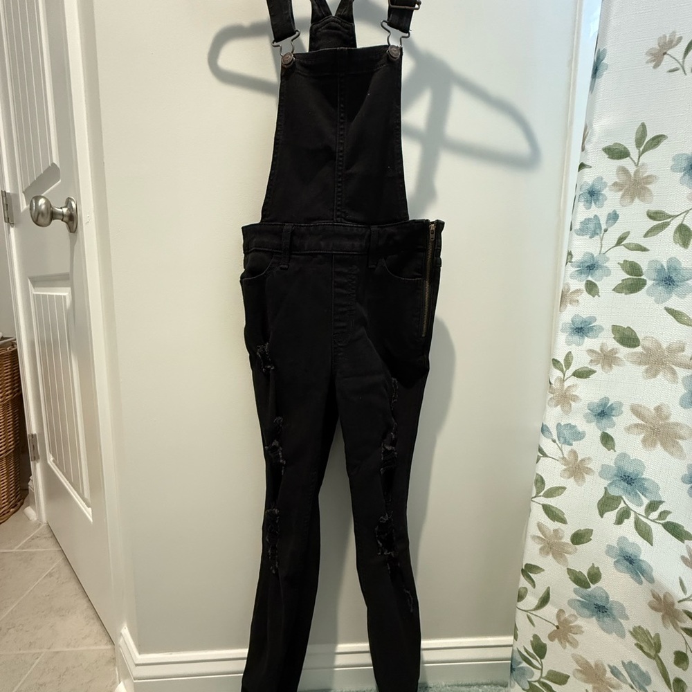 Black Denim Overalls